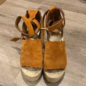 Chloé Lauren Suede Espadrille Wedge Sandals
